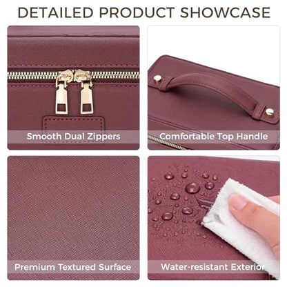 Makeup Bag Vanity Case for Women – Portable Cosmetic Bag Makeup Bag Organizer Travel Toiletry Bag with Removable Divider - color: Burgundy