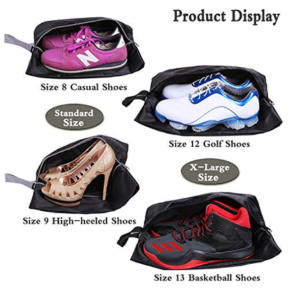YAMIU Travel Shoe Bags Set of 4 Waterproof Nylon with Zipper for Men & Women, Black - style: 4 Pack - Black