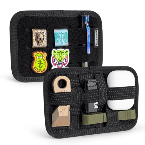 TACTICAL_GEEK TCM2 Mini EDC Organizer Board, Anti-Slip Elastic Woven Board,Bag Insert Panel for Small Gear, Backpack Accessories for Everyday Necessary Gadget (Black) - color: TCM2-Black