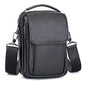 Augus Leather Small Messenger Bag For Men Crossbody Handbag Shoulder Sling Travel Bags for Men Purse Daypack Magnetic Buckle - color: Black