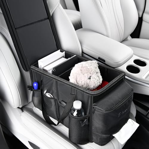 FLORICH Car Seat Organizer, Premium Backseat Car Organizer with Tray for Kids and Adults, Front Passenger Organizer with Tissue Box and Cup Holder and Mesh Pockets Waterproof - color: D-Multi-Storage With Tray-Black