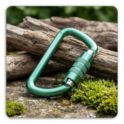 FresKaro 3inch 12kN-2698lbs Auto Locking Carabiner Clips, Solid D Shape, Heavy Duty 7075 Aluminum, Lightweight 1.09oz, Rust Proof, for Hammock, Hiking, Dog Leash, Keychain etc., Multi-Colors - color: Green-3pcs