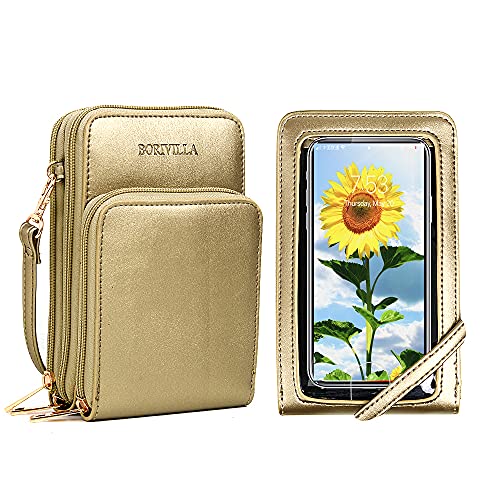 Crossbody Cellphone Purse Women Touch Screen Bag RFID Blocking Wallet Handbag Shoulder Strap - color: Gold-small, size: Small