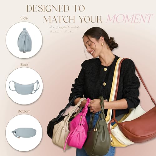 Mali&Lili Hobo Shoulder Bag for Women, Aria Convertible Crossbody Bags for Women, Vegan Leather purses, Shoulder Handbags - color: Slate Blue