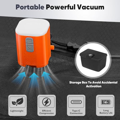 Vacuum Compression Bag with Travel Pump - Waterproof, Reusable, Hard Storage case, Portable Travel Bag Vacuum Bag Kit, Suitable for Camping, Gym, Beach, Moving (Black Bag + Pump) - color: Black Bag + Pump