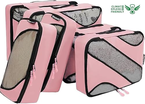 BAGAIL 6 Set Packing Cubes,Travel Luggage Packing Organizers - color: The Bright Pink, style: 6 Set