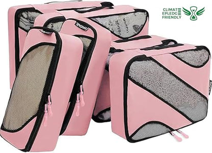 BAGAIL 6 Set Packing Cubes,Travel Luggage Packing Organizers - color: The Bright Pink, style: 6 Set