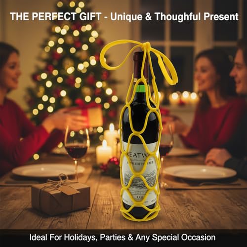 3PCS Handle-Equipped Multi-Use Silicone Wine Bottle Storage Bag & Organizer - Silicone Folding Reusable Single Bottle Carrying Pouch Protective Sleeve, Portable Tote,Coaster for Parties,Light Travel
