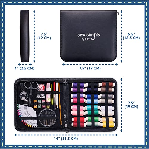 ARTIKA Sewing Kit for Adults and Kids (94 PCS) - Small Beginner Set w/Multicolor Thread, Needles, Scissors, Thimble & Clips - Emergency Repair and Travel Kits - Sewing Accessories and Supplies - style: Sewing kit 94 PCS