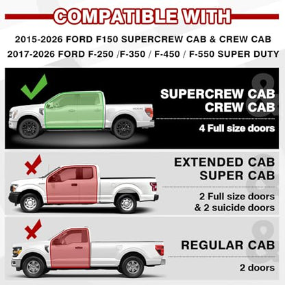 VaultsOnWheels Foldable Under Seat Storage Box for Ford F150 2015-2026 SuperCrew/Crew Cab&F250 F350 F450 2017-2026 SuperDuty Accessories, Console Organizer with Snap Latches, Detachable Truck Tool Box - size: 1）F150|2015+|Fold underseat storage