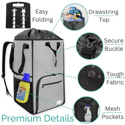 Terra Home Portable Extra Large Laundry Bag, College Dorms Apartment Essentials with Chest Strap, Shirt Folding Board Collapsible Foldable Laundry Bag, Clothes Hamper College Student Gifts (Grey) - color: Grey