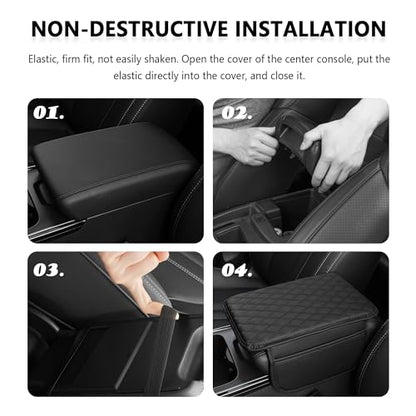 Stacool Upgraded Car Center Console Cover,Microfiber Leather Car Armrest Cover Cushion with 2 Storage Bags,Universal Car Armrest Storage Box (Red) - color: Red