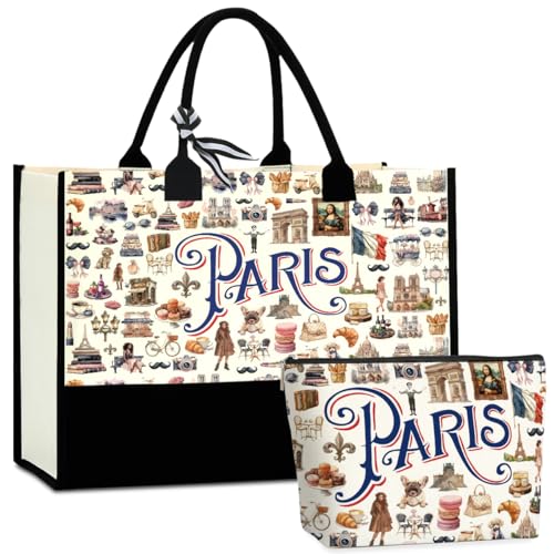 Seattle Italy Chicago New York Las Vegas Paris Gifts for Women Canvas Tote Bag Mother's Day Gifts for Women - color: Paris