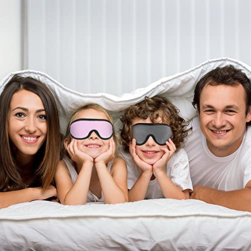2 Pieces 3D Sleep Mask for Kids Memory Foam Contoured Eye Mask, Travel Sleep Eye Cover with Adjustable Strap, 3D Blindfolds(Pink and Grey) - color: Pink and Grey