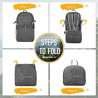 ZOMAKE Lightweight Packable Backpack 35L, Light Foldable Backpacks Water Resistant Collapsible Hiking Bag, Compact Folding Day Pack for Travel Camping(Dimgray) - color: Dimgray