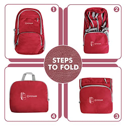 ZOMAKE Lightweight Packable Backpack 30L, Foldable Hiking Backpacks Water Resistant Compact Folding Daypack for Travel(Red) - color: Red
