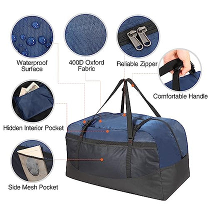 REDCAMP Foldable Travel Bag, Large Sports Bag, 75L/96L/100L, Lightweight Waterproof Tote Bag - color: Blue 100L
