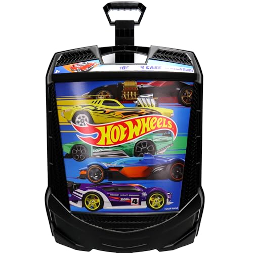 Hot Wheels 100-Car Storage Case – Large Capacity Organizer for 1:64 Die-Cast Vehicles with Handle and Latch, Durable Portable Carrying Case for Kids, Travel, and Toy Car Collectors - style: 100 Car Carry Roller