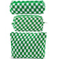 ZLFSRQ 3Pcs Checkered Makeup Bag for Women Large Small Checkered Cosmetic Bag Set Aesthetic Preppy Pencil Case Cute Pencil Pouch Green Makeup Pouch for Purse Travel Toiletry Bags Zipper Skincare Bags - color: B-Checkered 3Pcs Mix Green