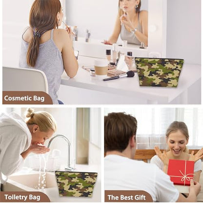 Patriotic Camouflage Print Travel Makeup Bag,Abstract Modern Cosmetic Bags Small Waterproof Zipper Women Purse Mini Portable Traveling Organizer Pouch for Ladies Thanksgiving Gifts - color: Camouflage Print