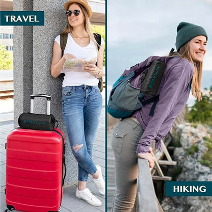 PAVILIA Travel Blanket Airplane Compact with Bag, Lightweight Soft Fleece Plane Blanket Long Flights, Camping Road Trips, Packable Travel Gift Essentials with Luggage Backpack Strap, 65x40, Black - color: Black