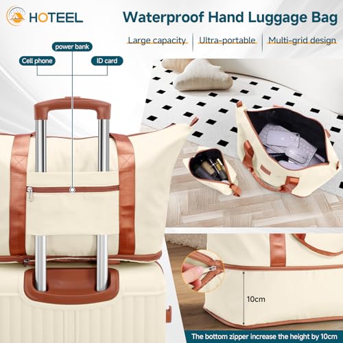Hoteel Luggage Set 6 Piece, 4-Year Warranty, PC+ABS Suitcases with Wheels Hard Shell Suitcase with TSA Lock, Including Waterproof Luggage Bag, Travel Maletas for Men and Women, Beige(16/20/24/28Inch) - color: Beige, size: 6 Piece Set (16/20/24/28/Expandab
