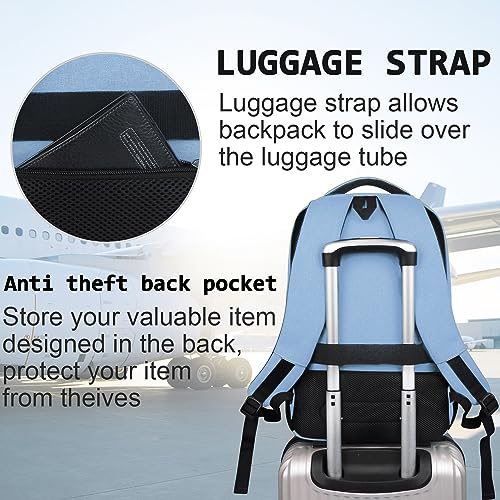 Volher Laptop Backpack,Business Travel Anti Theft Slim Durable Laptops Backpack,Water Resistant College Computer Bag for Women & Men Fits 15.6 Inch Laptop and Notebook-Pale Blue - color: Pale Blue, size: 15.6 Inch, style: Laptop