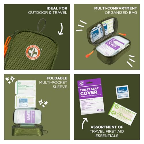 Be Smart Get Prepared's 125 Pieces Travel First aid kit, Carry-on Travel Essentials– PPE, Camping, Hiking, Road Trips, On-The-Go - size: 125 Piece Set