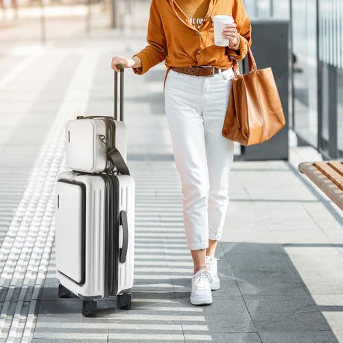 TRAVELARIM 20 Inch Carry On Luggage 22x14x9 Airline Approved, Carry On Suitcase with Wheels, Hard-shell Carry-on Luggage, Durable Luggage Carry On, White Small Suitcase with Cosmetic Carry On Bag - color: White, size: Carry-on 20 Inch