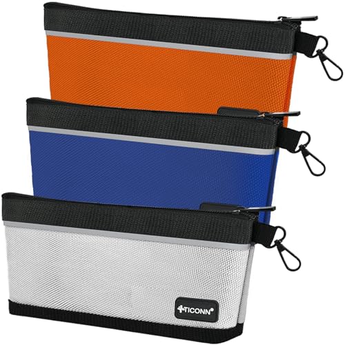 TICONN Tool Pouches with Zipper, 1680D Oxford Small Tool Bags, Waterproof Utility Bag Zipper Pouch for Tool Organizers and Storage (3 Pack Large) - size: Colored, 3 Pack Large