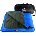 DOWN UNDER OUTDOORS Large Waterproof Windproof Extra Thick 350 GSM Quilted Fleece, or Sherpa Stadium Blanket - color: Blue