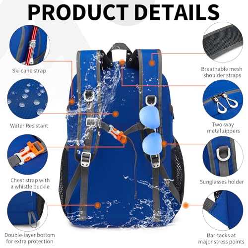 35L Lightweight Packable Backpack – Durable Foldable Daypack for Travel, Hiking, and Gym (Blue) - color: 35l-blue
