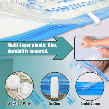 Travel Vacuum Bags with Electric Pump, Vacuum Travel Bags for Luggage and Suitcase, Combo 15 Pack - size: 15-combo
