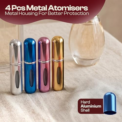 5ml Travel Perfume Bottle Refillable Atomizer Sprayer for Perfume,Leakproof Perfume Atomizer Travel, Portable Refillable Perfume Bottles, (Blue, Pink, Gold, Silver) - color: Blue, Pink, Gold, Silver