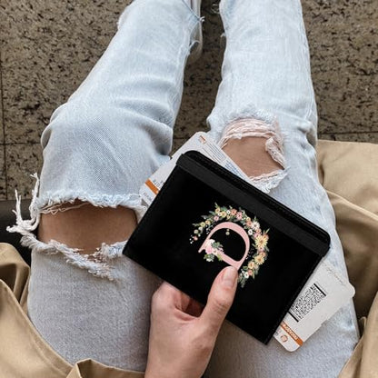 Cute Passport Holder and Holder Combo Passport Cover with RFID Blocking Women Men Compatible Wallet Credit Card Protector（Initial Monogram-D） - color: Black-D
