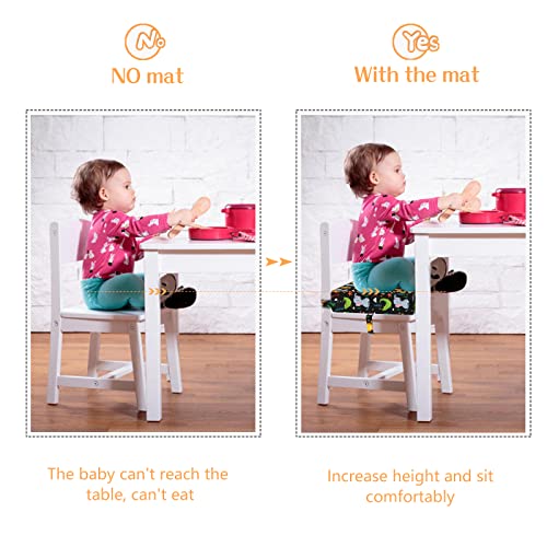 Toddler Booster Seat for Dining Table, Stronger Support Non-Slip Bottom Double Safe Straps Booster Seat Dining Toddler, Portable Travel Increasing Cushion (Black) - color: Black