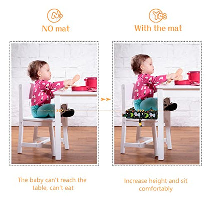 Toddler Booster Seat for Dining Table, Stronger Support Non-Slip Bottom Double Safe Straps Booster Seat Dining Toddler, Portable Travel Increasing Cushion (Black) - color: Black
