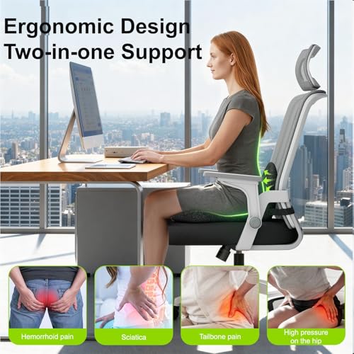 Seat Cushion, Seat Cushions for Office Chair, Ergonomic Coccyx Cushion, Breathable Non-Slip Memory Foam Pad for Long Sitting, Gaming Chair & Car Seat - color: Dark Gray