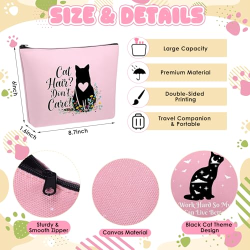 Sanwuta 9 Pcs Black Cat Makeup Bags Bulk Cute Cat Cosmetic Bags 8.7" x 6" Small Canvas Travel Pouches with Zipper Portable Toiletry Organizer Black Cats Lover Gifts for Women Mothers Teacher Nurse - style: Cat