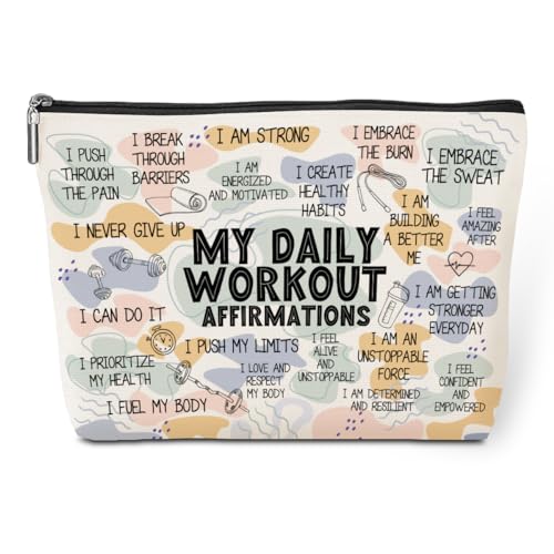 Daily Affirmations for Women Makeup Bag Workout Gifts for Women Encouragement Inspirational Mental Health Gifts for Female Friend Coworker Birthday Friendship Mothers Day Nurse Day Travel Toiletry Bag - color: Multicolor628