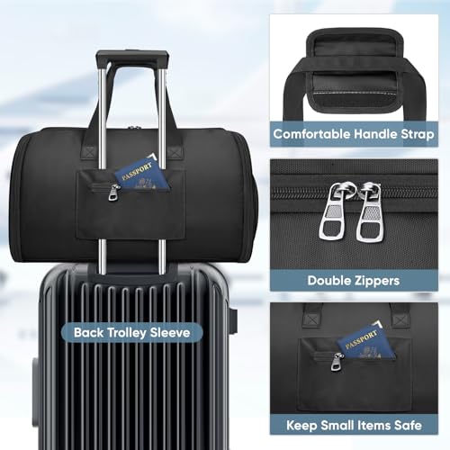 BALEINE Travel Garment Bag, Travel Suit Bag for Men, Water Resistant Carry on Garment Bag for Hanging Clothes, Garment Duffel Bag for Travel Business (Pure Black-Convertible) - color: Pure Black-Convertible