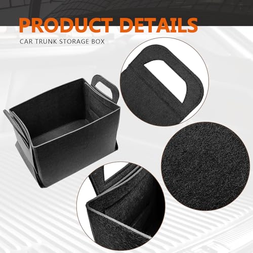 Felt Car Trunk Organizer, Foldable Vehicle Storage Box, Large Capacity Multi-Purpose Automotive Interior Accessories for Cars, SUV, Sedan, Truck (Dark Grey) - color: Dark Grey
