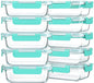 M MCIRCO 10-Pack 22 Oz Glass Meal Prep Containers with Lids - Microwave, Oven, Freezer & Dishwasher Safe - Green - color: green