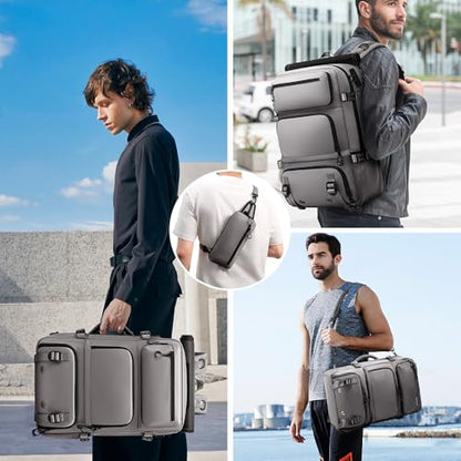 FUTURE AESTHEICS Travel backpack Carry-on Travel Backpack For Women Men Flight Approved Business Weekender Overnight Waterproof Daypack (Grey) - color: Grey