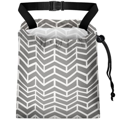 Car Trash Bag Hanging Back of Seat with Adjustable Snap Buckle Strap Cute Printed Drawstring Garbage Bags for Car-Grey White - color: Grey White Car Trash Bag