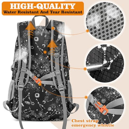 ZOMAKE Lightweight Packable Backpack 30L, Foldable Hiking Backpacks Water Resistant Compact Folding Daypack for Travel(Starry sky print) - color: Starry Sky Print