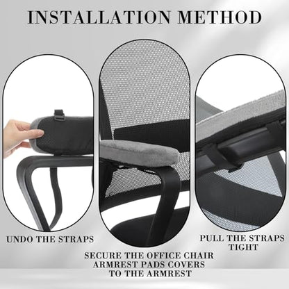 Threlaco 2 Pcs Office Chair Armrest Pads Soft Foam Office Chair Arm Covers Fluffy Flannel Gaming Armchair Armrest Cushion for Elbows and Forearms Support Pressure Relief(Gray) - color: Grey
