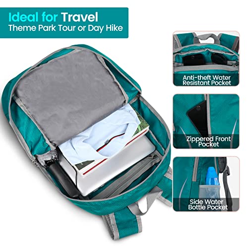 ZOMAKE Ultra Lightweight Packable Backpack 25L, Foldable Hiking Backpacks Water Resistant Small Folding Daypack for Travel(Lake Green) - color: Lake Green