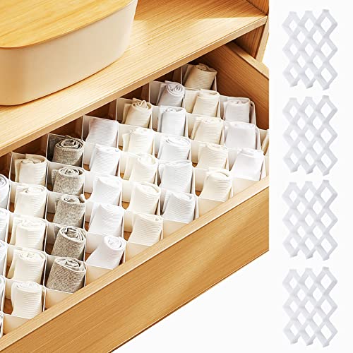 ROUFA Sock Drawer Organizer for Dresser, Honeycomb Underwear Dividers for Women, Panty Separator for Bras, Socks, Belt and Leggings (24pcs,White) - color: White, size: 24Pcs