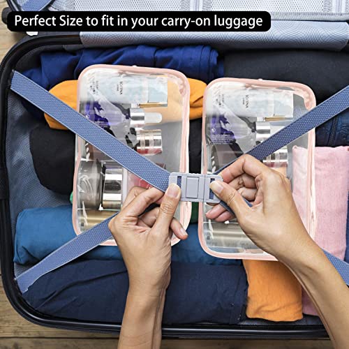 Tbestmax 10 Pcs Clear Cosmetic Bags Small Makeup Bags Portable Waterproof Travel Toiletry Bags Organizer Peach Pink, 7.5"x 4.8"x 2.3" - color: Medium - Peach Pink